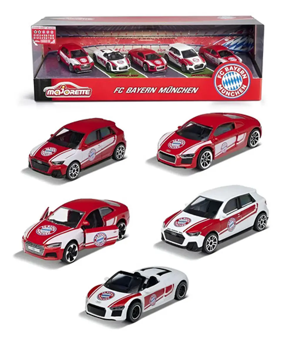 Majorette Audi Fc Bayern Múnich Carros Escala 1:64 Pack 5 Rojo Coleccionable 1