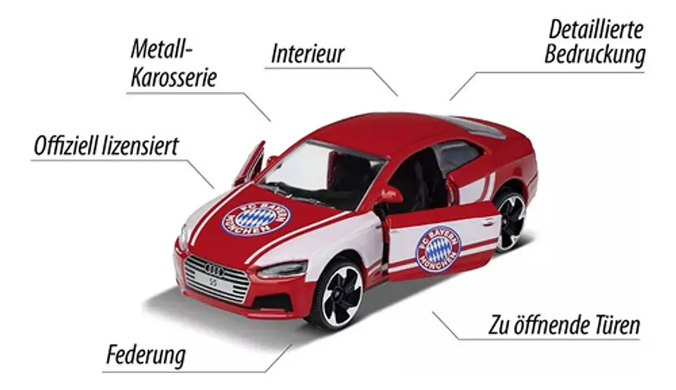 Majorette Audi Fc Bayern Múnich Carros Escala 1:64 Pack 5 Rojo Coleccionable 3