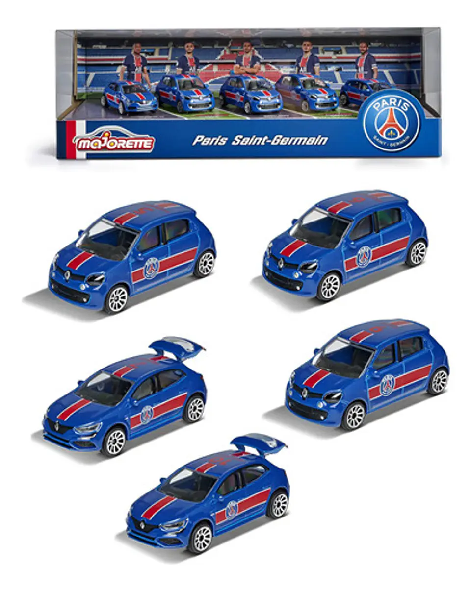 De Cinco Renault A Escala 1:64, Metal Diecast. Majorette Color Azul 1