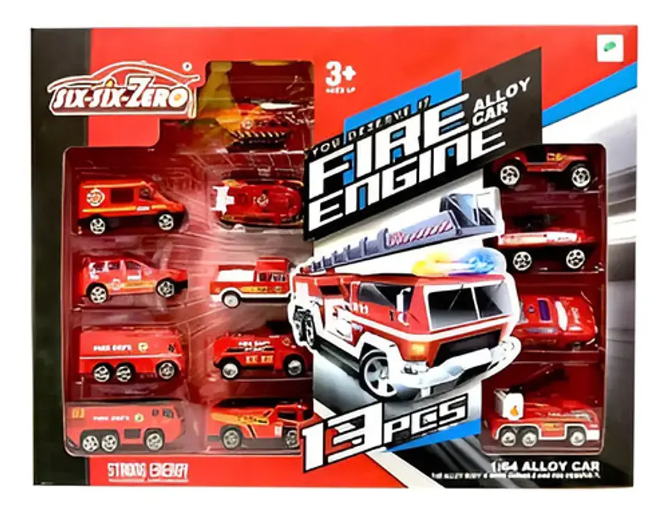 Six Xix Zero Carros Rescate Aleación Pack 13 Unidades Escala 1:64 Rojo 4