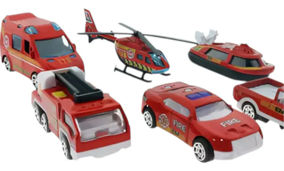 Six Xix Zero Carros Rescate Aleación Pack 13 Unidades Escala 1:64 Rojo 6