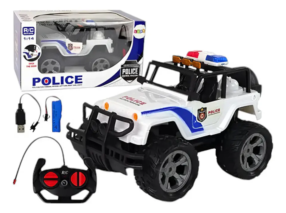 Auto Control Remoto Policía Keep Law Escala 1:20 Blanco Luces Led 1