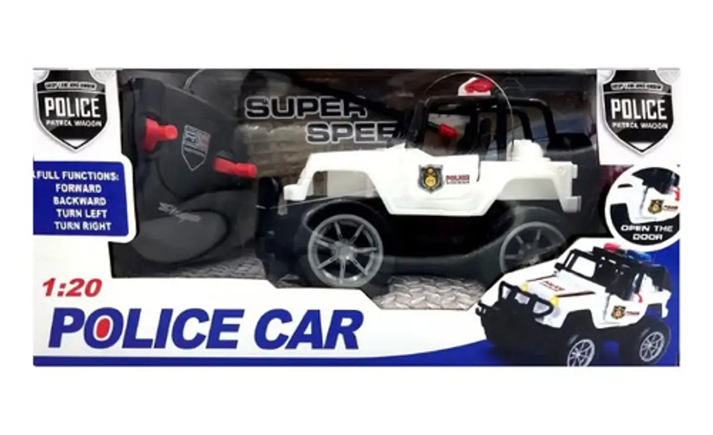 Auto Control Remoto Policía Keep Law Escala 1:20 Blanco Luces Led 3