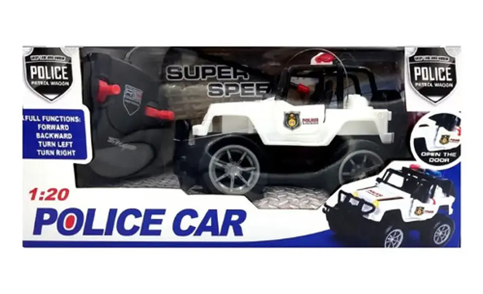 Auto Control Remoto Policía Keep Law Escala 1:20 Blanco Luces Led 3
