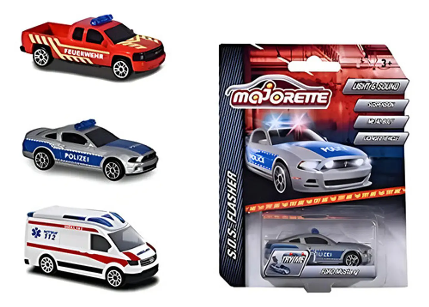 Colección Carros Majorette Sos Policía Bomberos Ambulancia 2