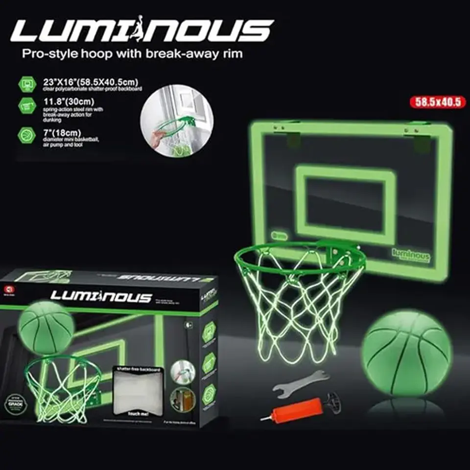 Tablero Baloncesto Neon  Aro, Malla, Pelota , Caucho 5