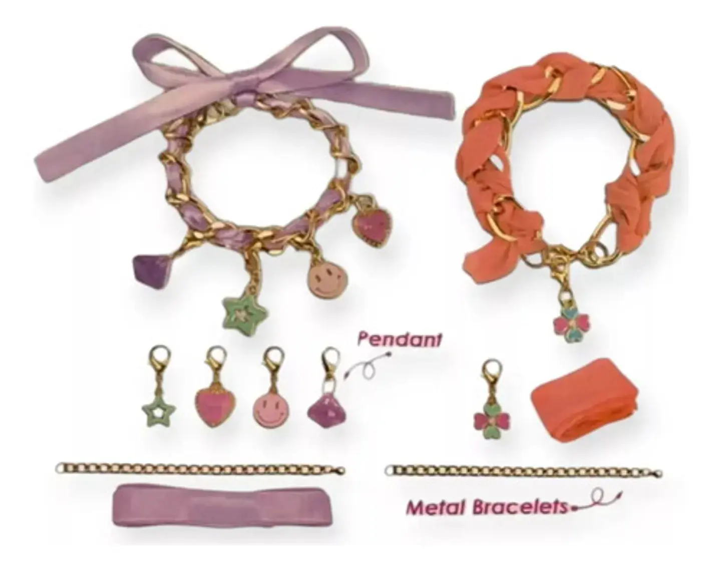 Set Crea Manillas Collares Brazales Metal Niñas Accesorios 6