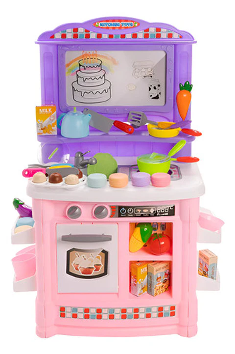 Juguete Cocina Infantil Bile Bl-102a Plástico Con Sonido 35 Accesorios Rosado Rosado Bl-102a