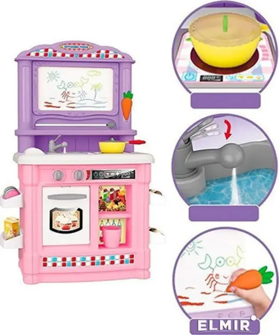 Juguete Cocina Infantil Bile Bl-102a Plástico Con Sonido 35 Accesorios Rosado Rosado Bl-102a 3