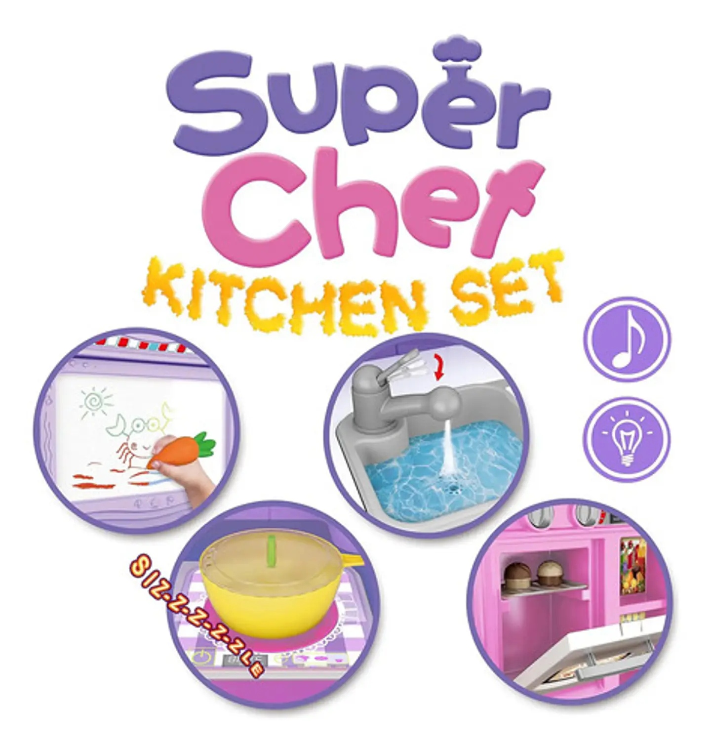 Juguete Cocina Infantil Bile Bl-102a Plástico Con Sonido 35 Accesorios Rosado Rosado Bl-102a 4