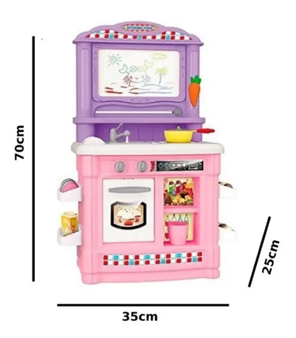 Juguete Cocina Infantil Bile Bl-102a Plástico Con Sonido 35 Accesorios Rosado Rosado Bl-102a 5