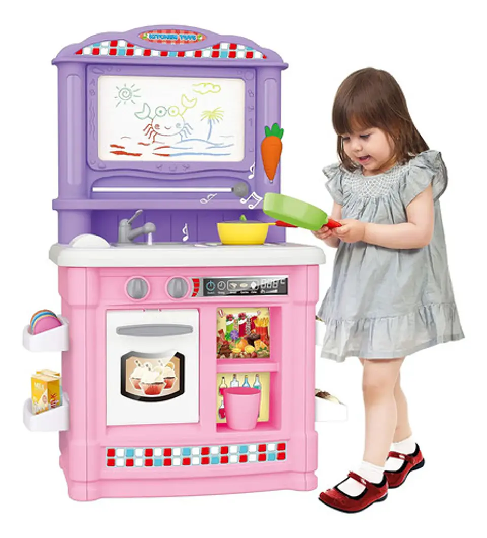Juguete Cocina Infantil Bile Bl-102a Plástico Con Sonido 35 Accesorios Rosado Rosado Bl-102a 8