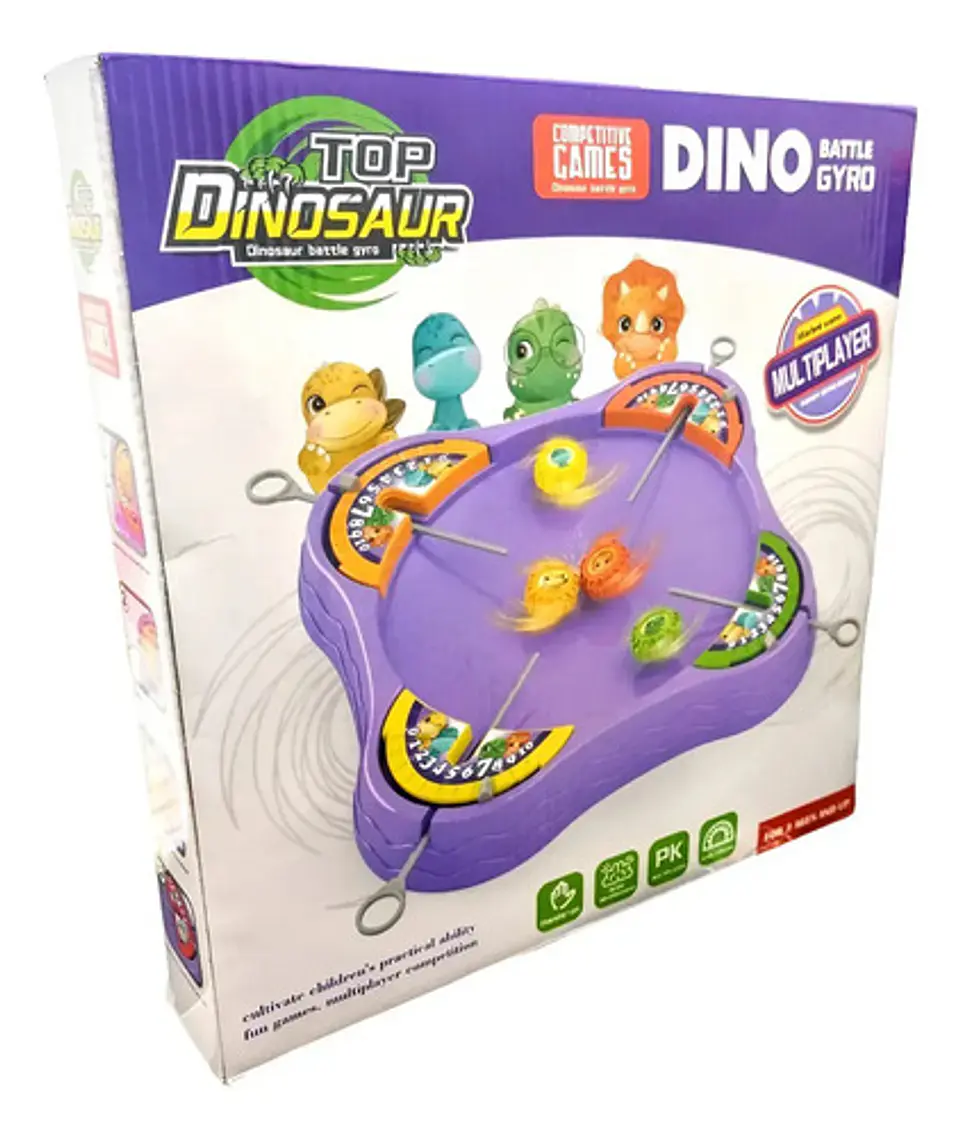 Trompos De Batalla Top Dinosaur Con 4 Lanzadores Y Bandeja Para Niños Morado 2