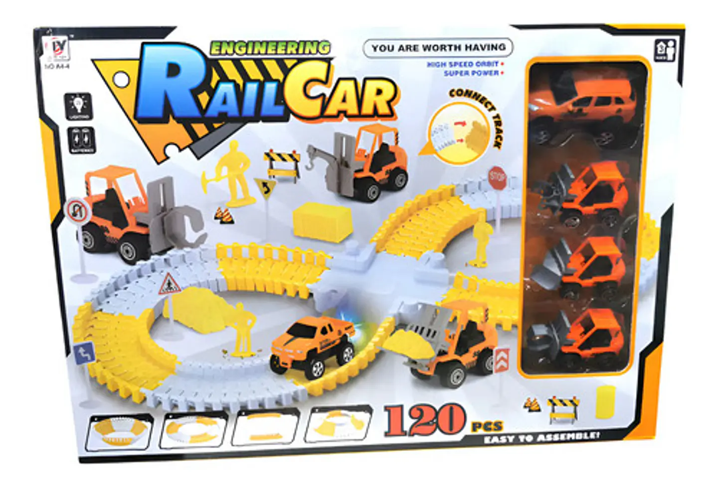 Pista Carros De Construcción  Fire Rail Car 120 Pcs Ref A4-4 1