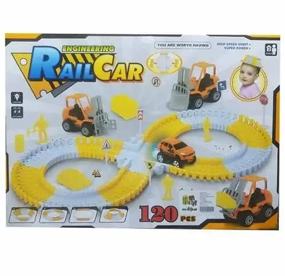 Pista Carros De Construcción  Fire Rail Car 120 Pcs Ref A4-4 3