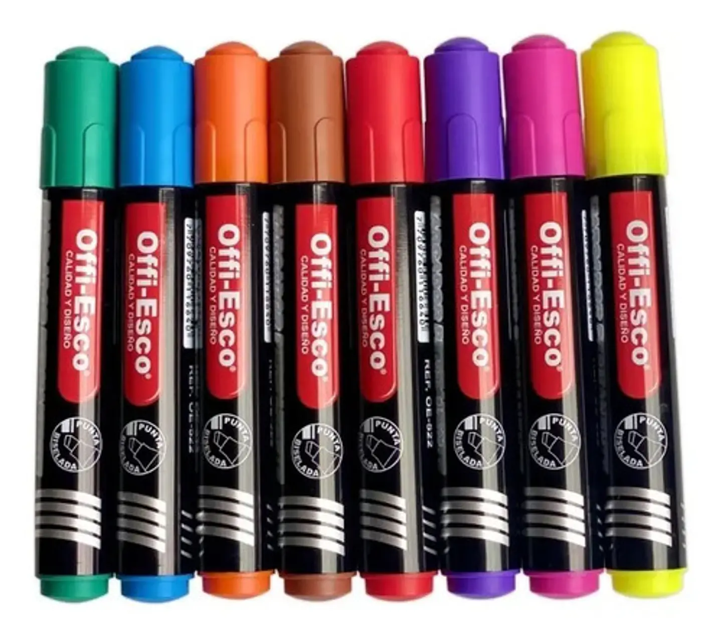 Marcador Permanente Offi-Esco Secado Rápido 8 Colores Punta Biselada 1