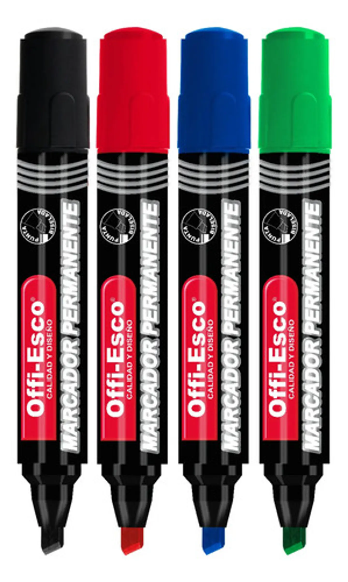 Marcador Permanente Offi-Esco Secado Rápido 8 Colores Punta Biselada 2
