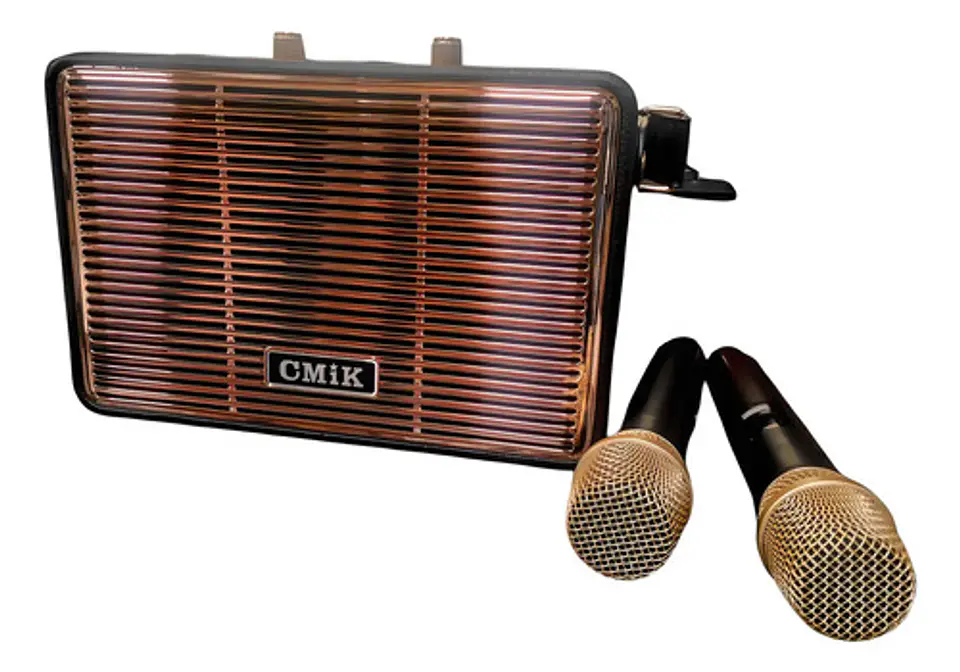 Parlante Karaoke Portátil Cmik Con 2 Micrófonos Y Usb Negro 5v 1