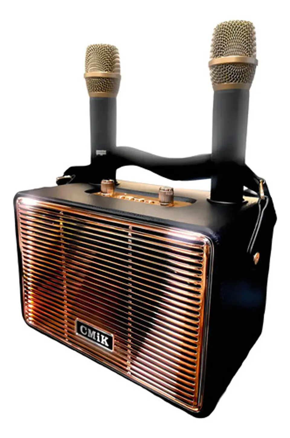 Parlante Karaoke Portátil Cmik Con 2 Micrófonos Y Usb Negro 5v 2