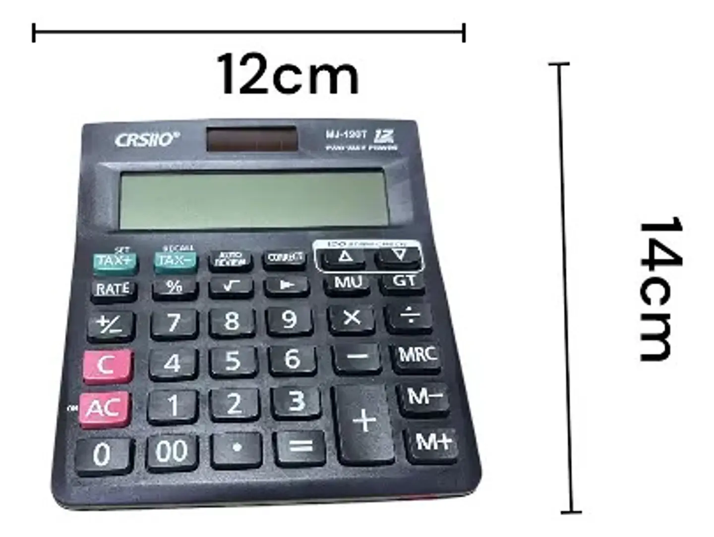 Calculadora Básica Crs Mj-120t 12 Dígitos Negro Solar Y Batería 2