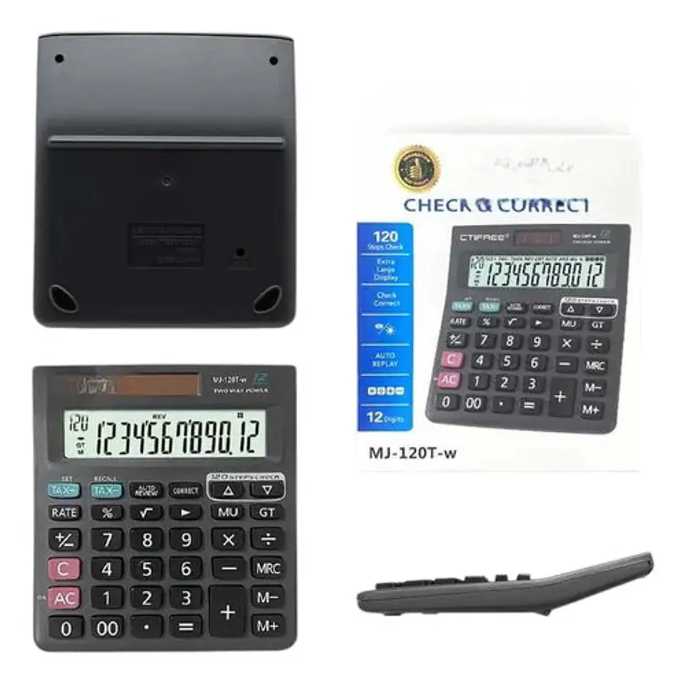 Calculadora Básica Crs Mj-120t 12 Dígitos Negro Solar Y Batería 3