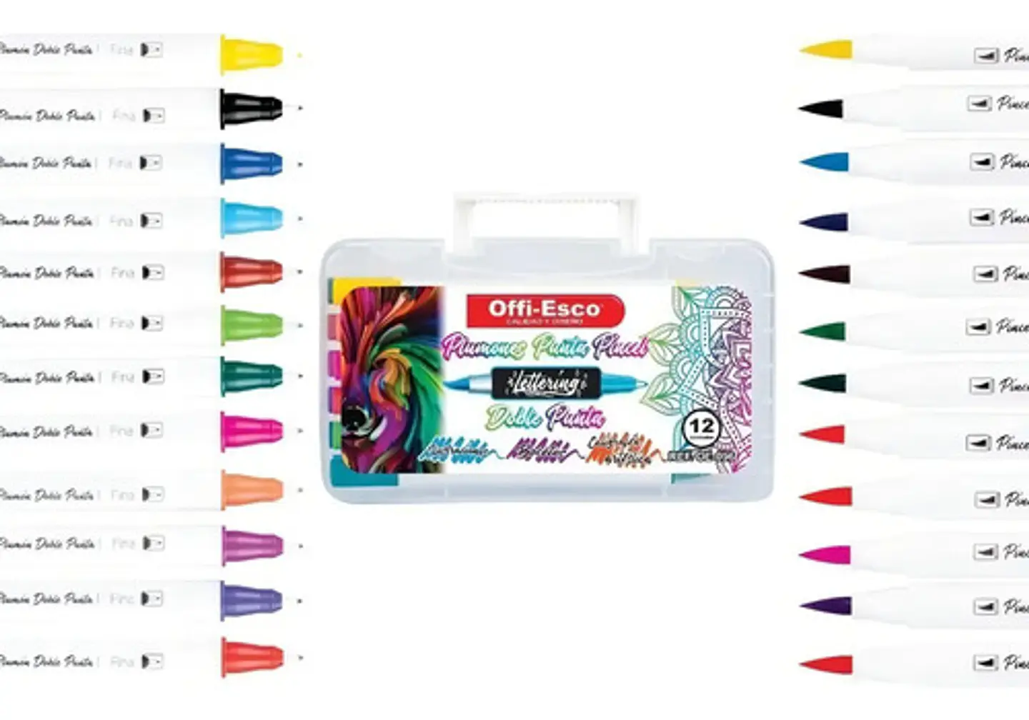 Plumones Doble Punta Pincel Offiesco Alcohol X12 Lettering Papel 4