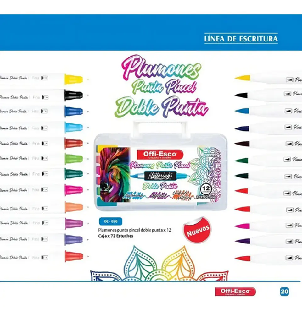 Plumones Doble Punta Pincel Offiesco Alcohol X12 Lettering Papel 5