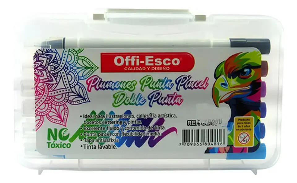 Plumones Doble Punta Pincel Offiesco Alcohol X12 Lettering Papel 6
