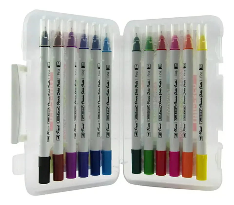 Plumones Doble Punta Pincel Offiesco Alcohol X12 Lettering Papel 7