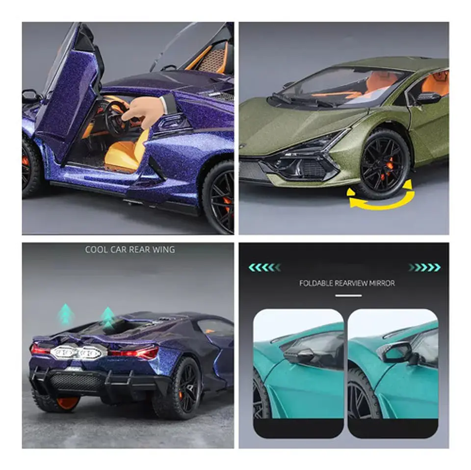 Lamborghini Revuelto Metal Luces Sonido Vapor Juguete 1:24 12