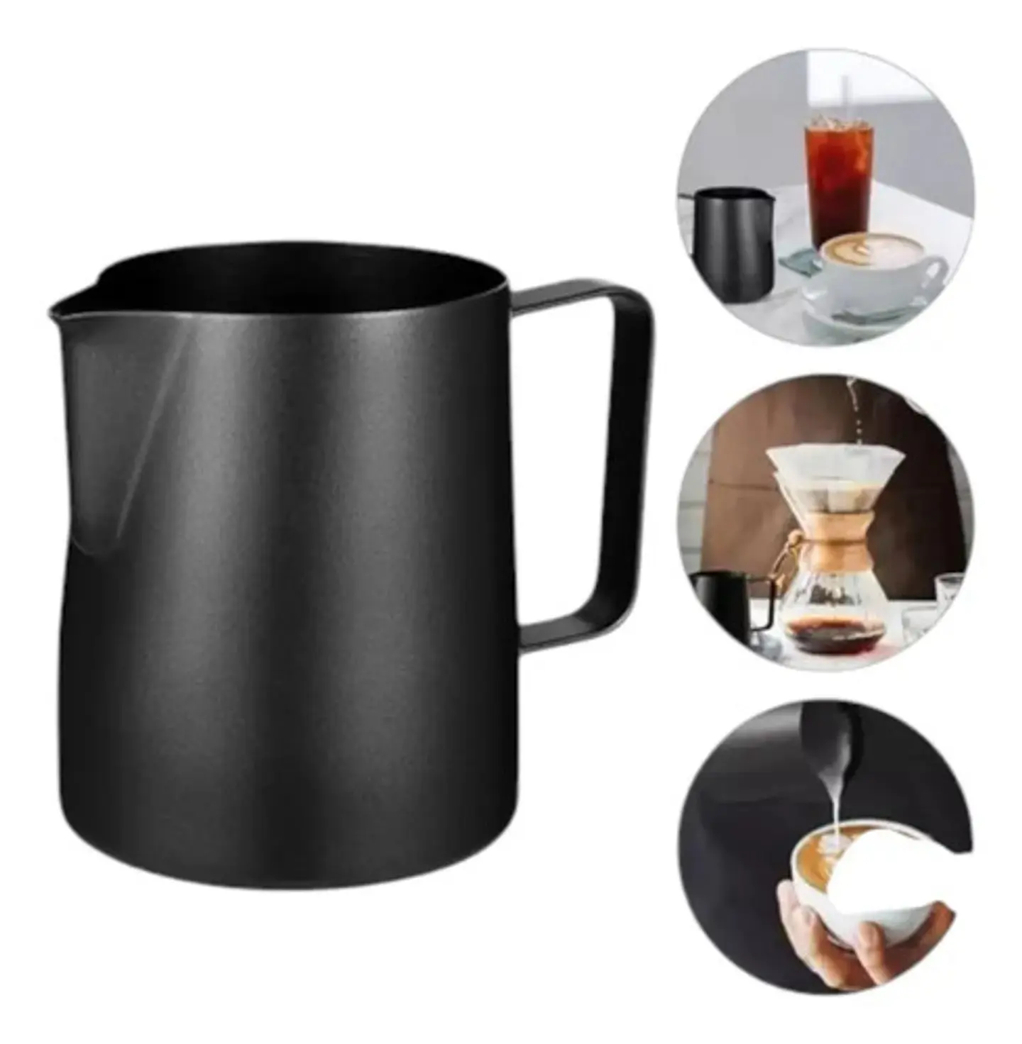 Jarra Espumadora Acero Inoxidable Térmica 1l Café Barista 1000ml Negro 3