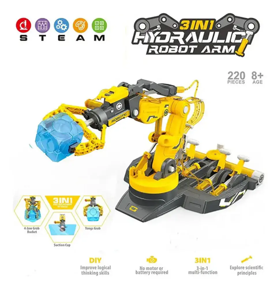 Kit Brazo Robótico Hidráulico Steam Robotica Mano Montaje Ex 9