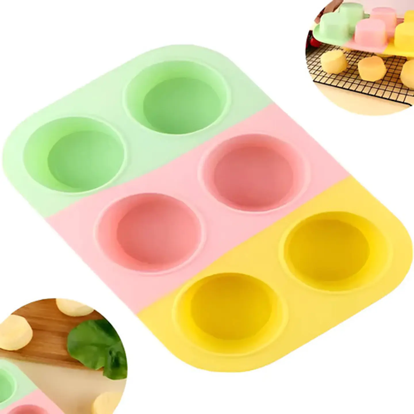 Molde De Silicona Horneable Cupcakes Magdalenas Panquecitos Color Multicolor 1