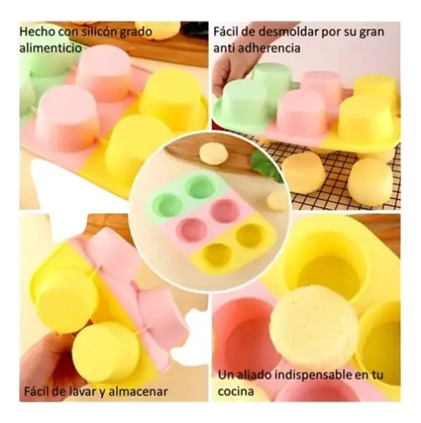 Molde De Silicona Horneable Cupcakes Magdalenas Panquecitos Color Multicolor 5