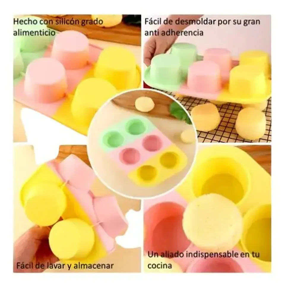 Molde De Silicona Horneable Cupcakes Magdalenas Panquecitos Color Multicolor 5