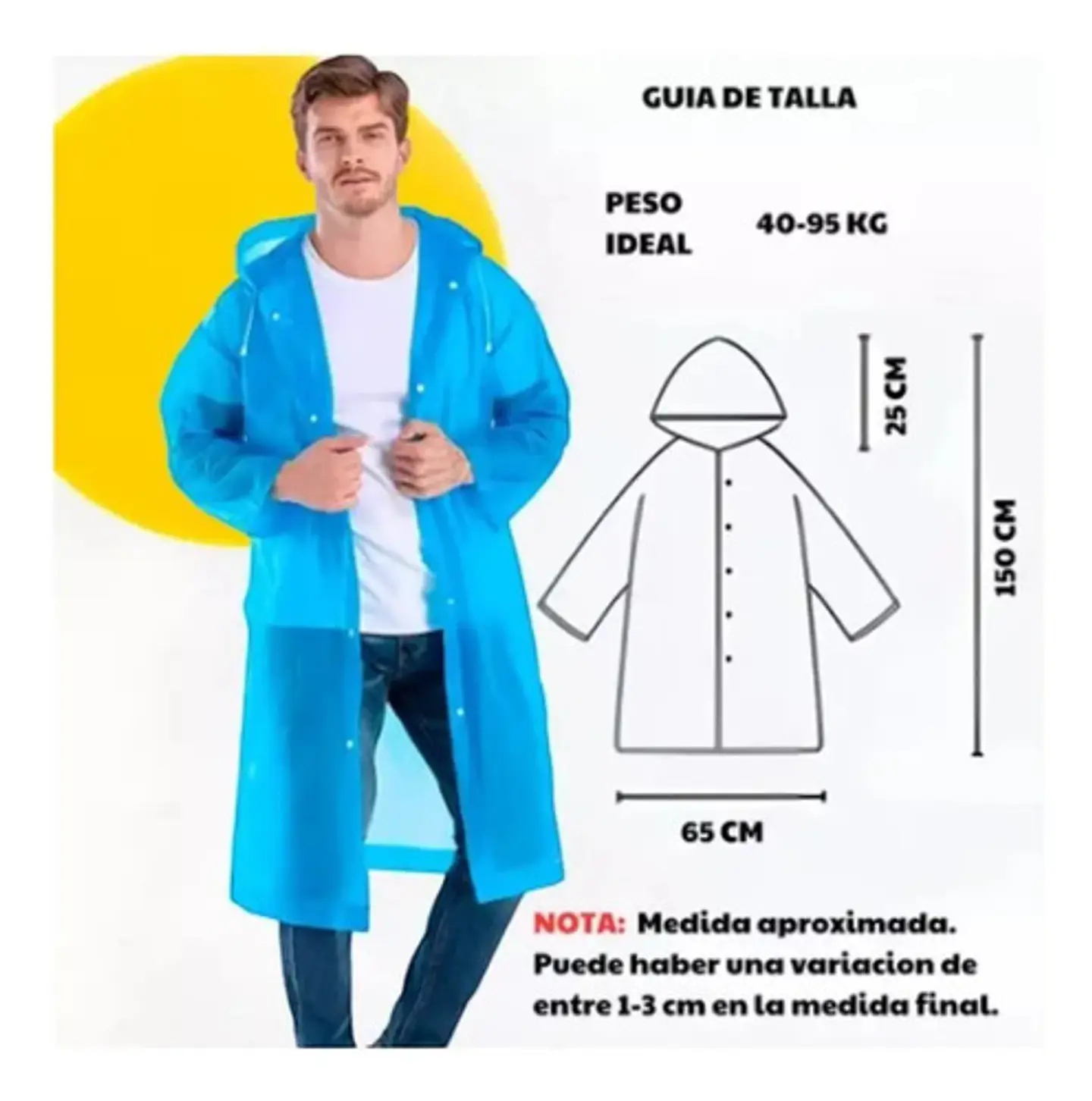 Capa De Lluvia  Impermeable Adulto Chaqueta Transparente 21