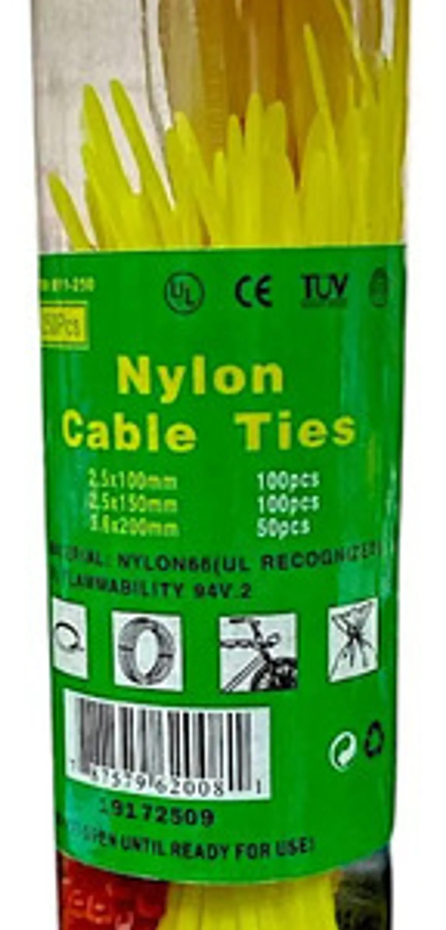Sujeta Cables Plásticos Nilon Cable Tie B11-250 250pcs Colores 1