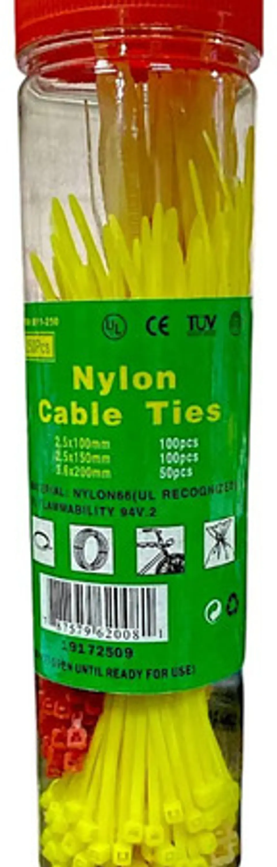 Sujeta Cables Plásticos Nilon Cable Tie B11-250 250pcs Colores 1