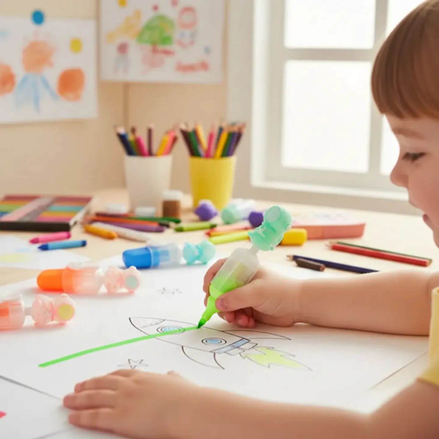 Marcador Resaltador Infantil Astronauta Estuche X6 Sorpresas 2