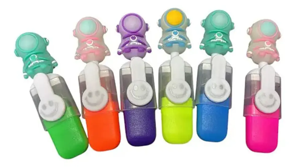 Marcador Resaltador Infantil Astronauta Estuche X6 Sorpresas 3