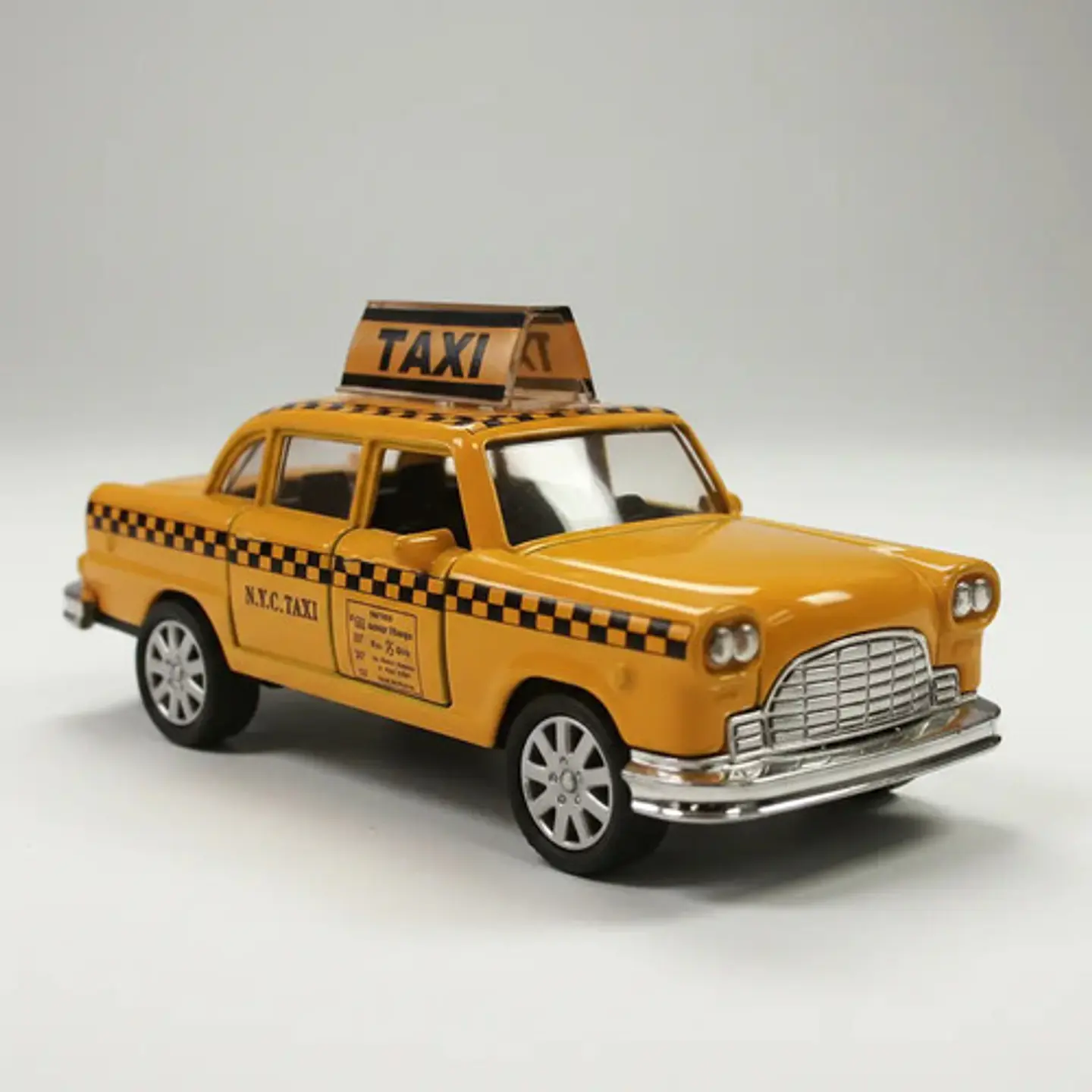 Taxi Amarillo De Nyc Con Acción De Retroceso, Juguete De Tax Amarillo Negro 3