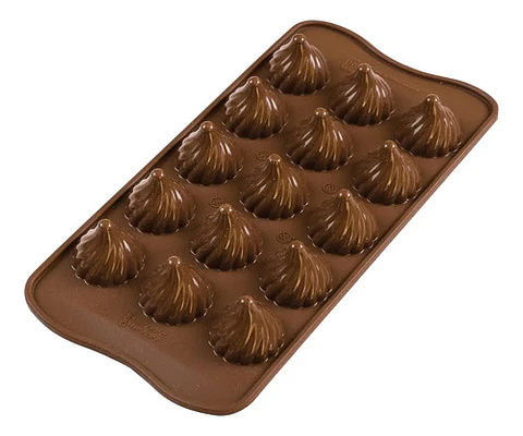 Molde De Silicona Macro Para Chocolates Y Gelatina Modak 15 Cavidades Marrón