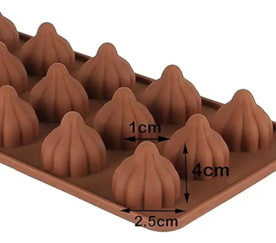 Molde De Silicona Macro Para Chocolates Y Gelatina Modak 15 Cavidades Marrón 3