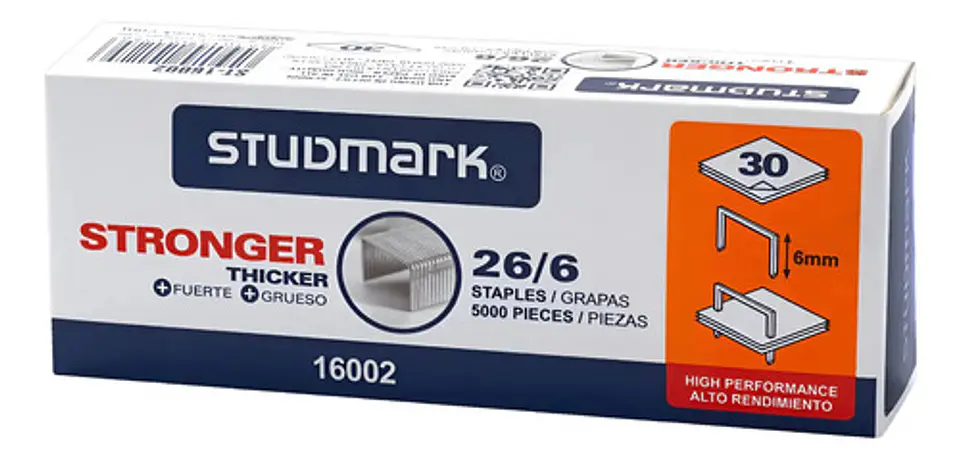 Grapa Gancho Cosedora X 5000 Ref 26/6 Studmark 1