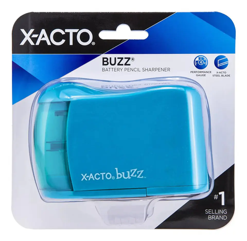 Sacapuntas Eléctrico X-acto Buzz Con Cuchilla De Acero Y Depósito Antideslizante Azul Acero 3