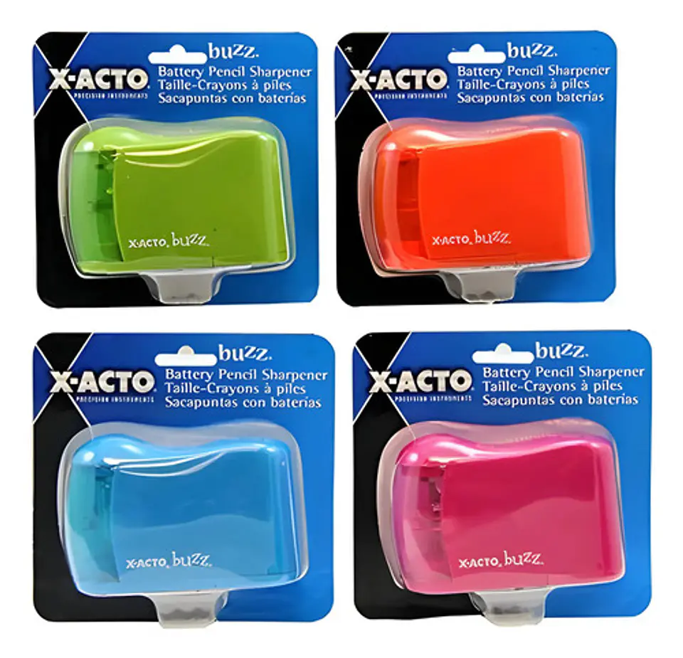 Sacapuntas Eléctrico X-acto Buzz Con Cuchilla De Acero Y Depósito Antideslizante Azul Acero 5