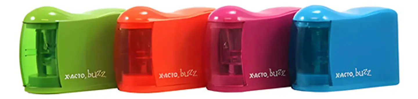 Sacapuntas Eléctrico X-acto Buzz Con Cuchilla De Acero Y Depósito Antideslizante Azul Acero 6