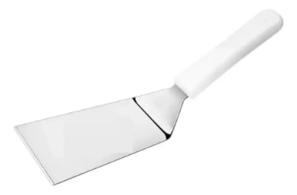 Espátula Hamburgesa Utensilio Cocina Curva Mango Plastico Madera 3