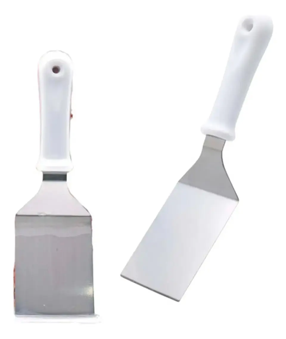 Espátula Hamburgesa Utensilio Cocina Curva Mango Plastico Madera 4