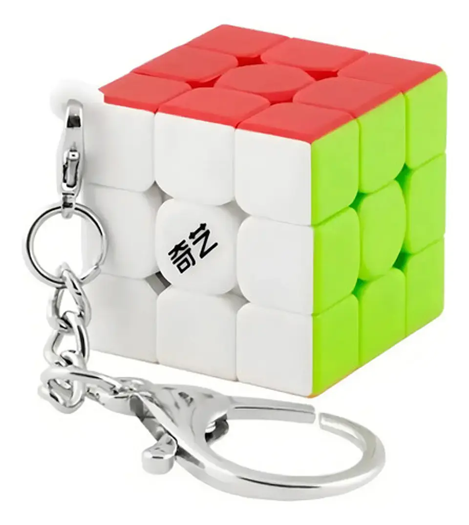 Llavero Cubo Magico Stickerless Qytoys Color Variado 3cm Key Ring 3x3 1